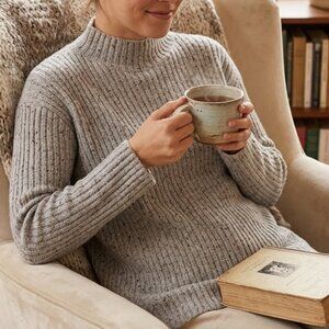 Nordstrom Halogen Gray Ribbed Turtleneck Sweater size s oversized cozy soft warm